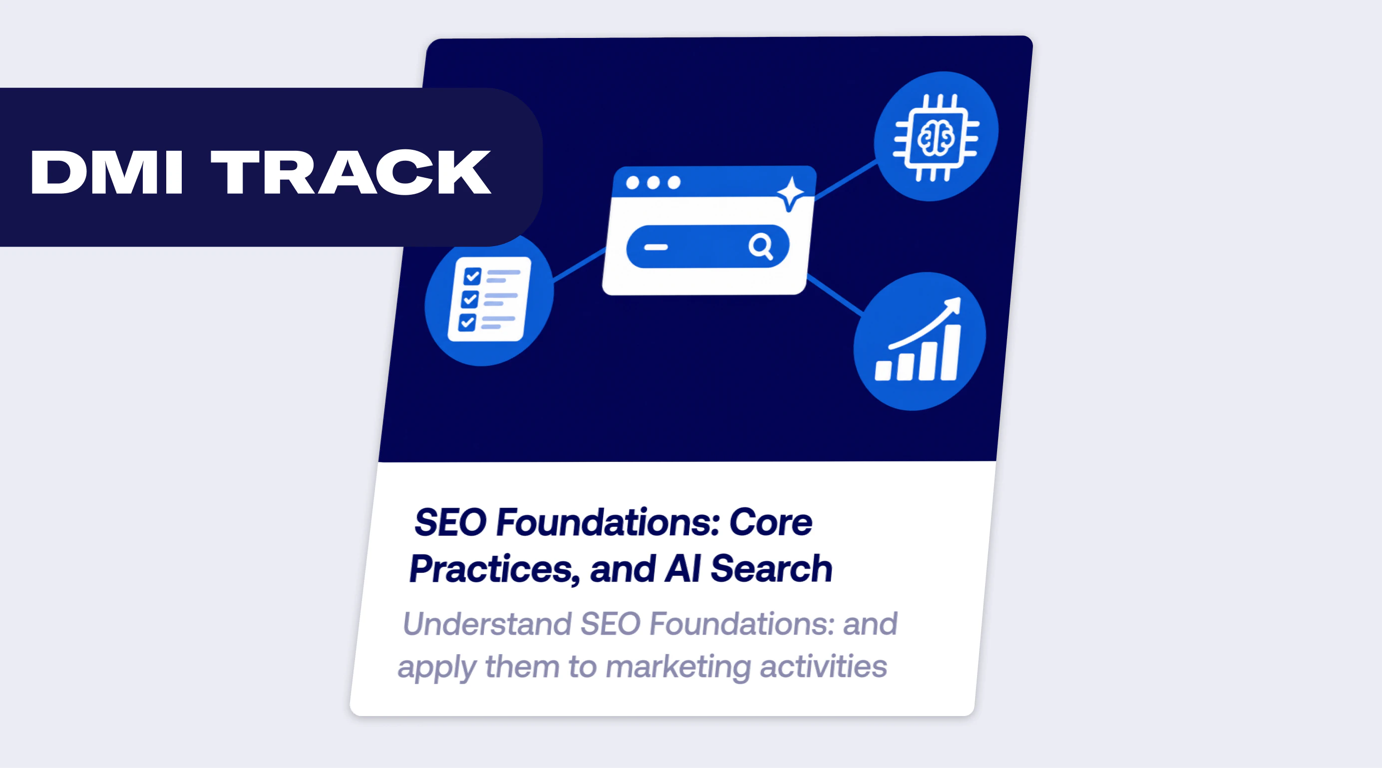 Infographic titled "SEO Foundations: Core Practices, and AI Search" featuring icons and interconnected elements.